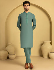 GREEN BLENDED KURTA TROUSER