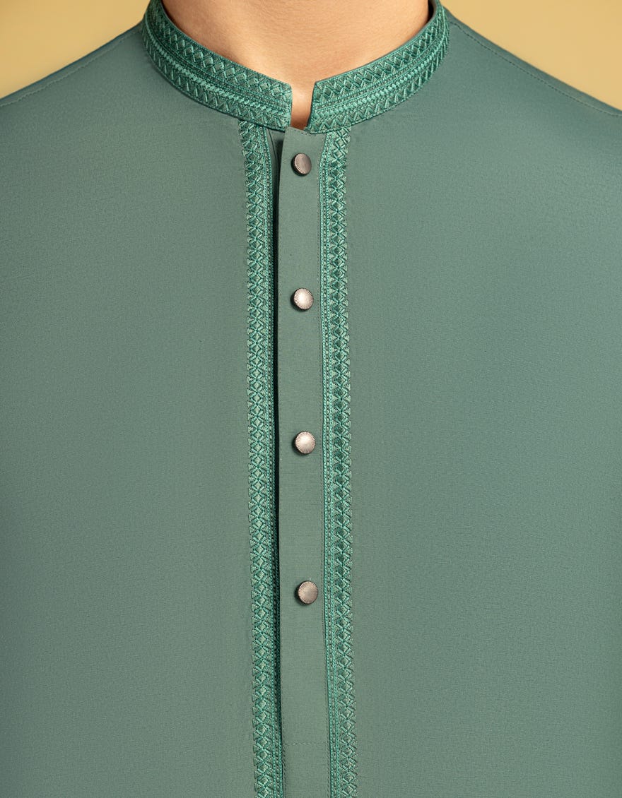 GREEN BLENDED SEMI-FORMAL KAMEEZ SHALWAR