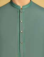 GREEN BLENDED KURTA TROUSER