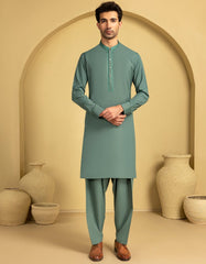 GREEN BLENDED SEMI-FORMAL KAMEEZ SHALWAR