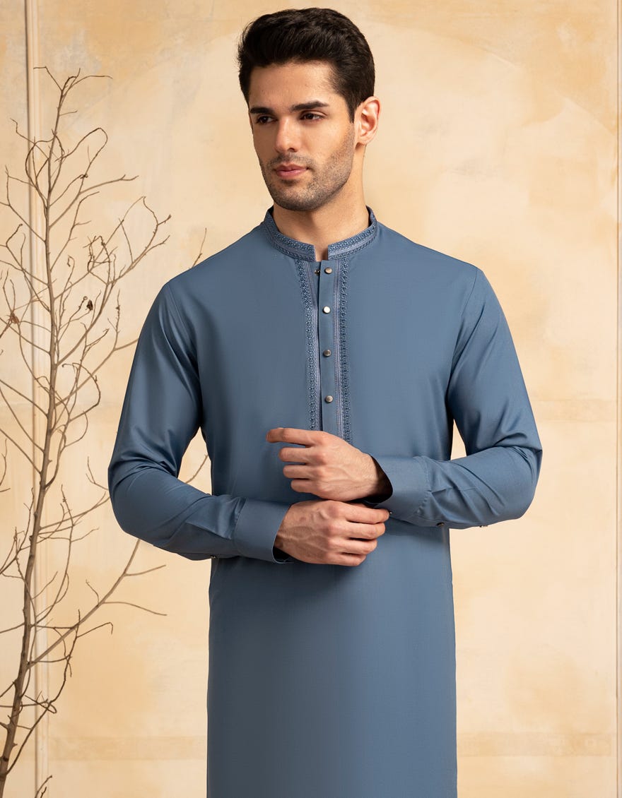 BLUE BLENDED KURTA TROUSER