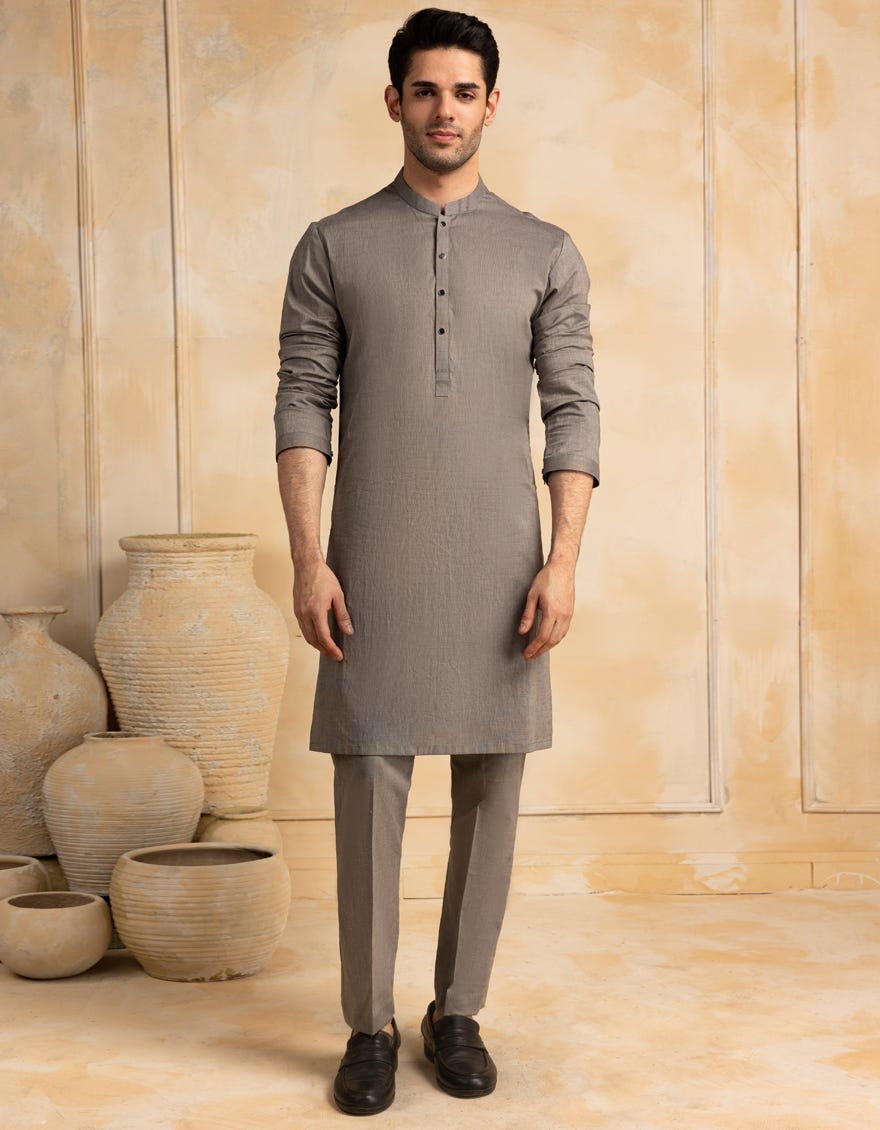 GREY COTTON KURTA TROUSER
