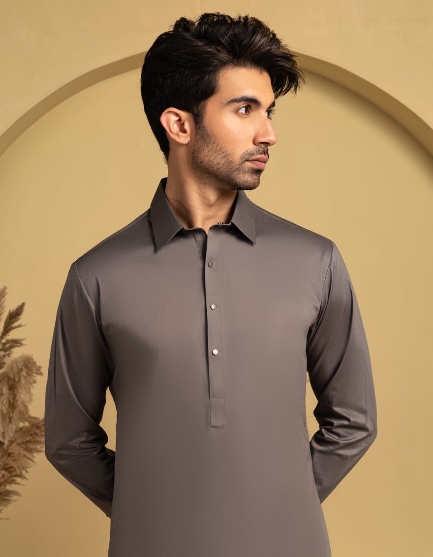 GREY COTTON CASUAL KAMEEZ SHALWAR