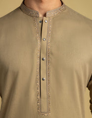 BEIGE BLENDED SEMI-FORMAL KURTA