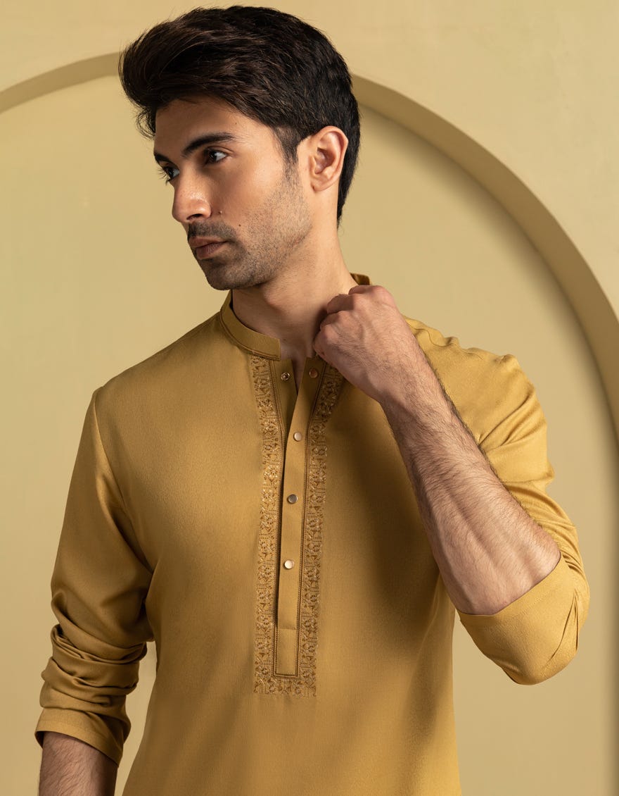 MUSTARD BLENDED SEMI-FORMAL KURTA