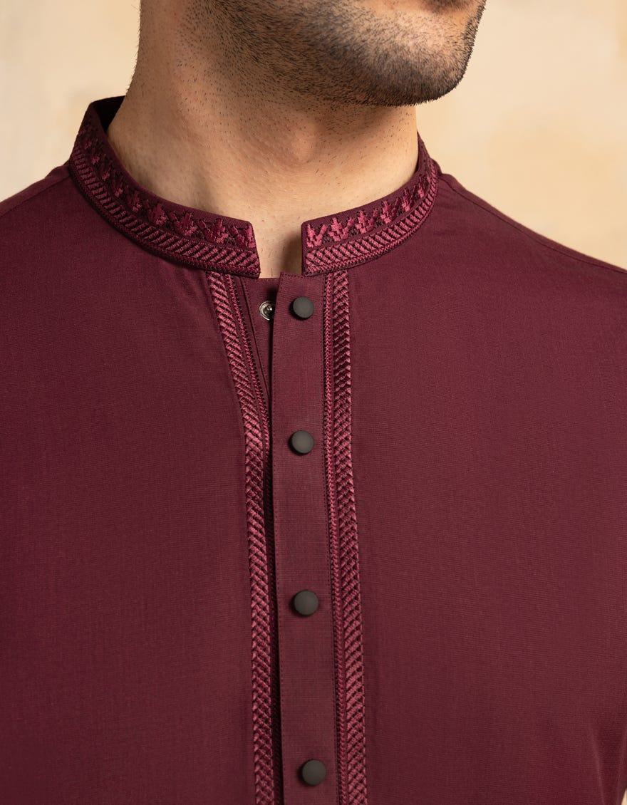 MAROON BLENDED KURTA TROUSER