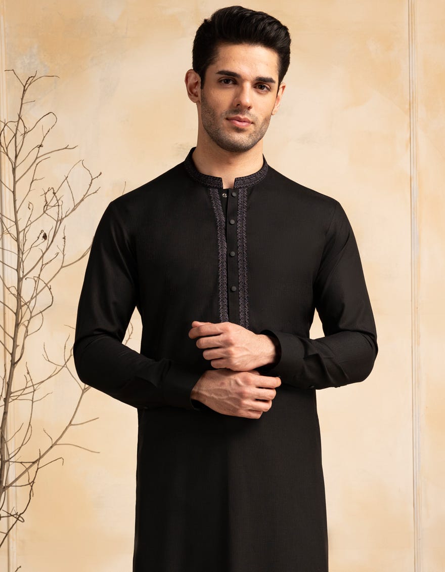 BLACK BLENDED KURTA TROUSER