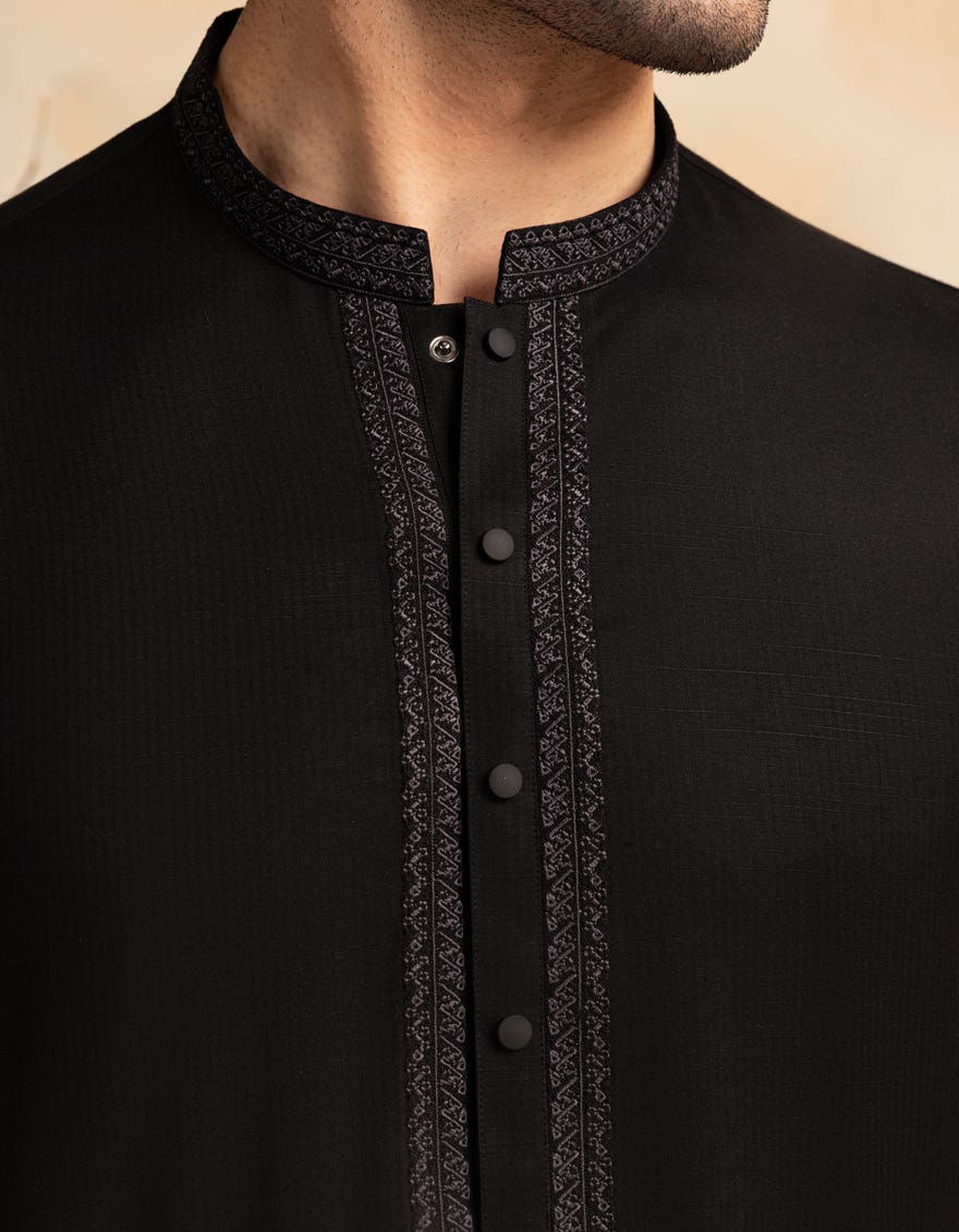 BLACK BLENDED KURTA TROUSER