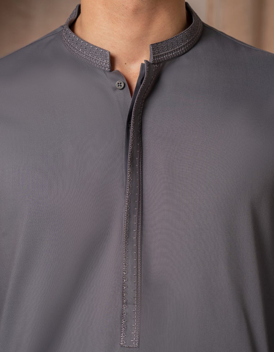 GREY BLENDED SEMI-FORMAL KAMEEZ SHALWAR