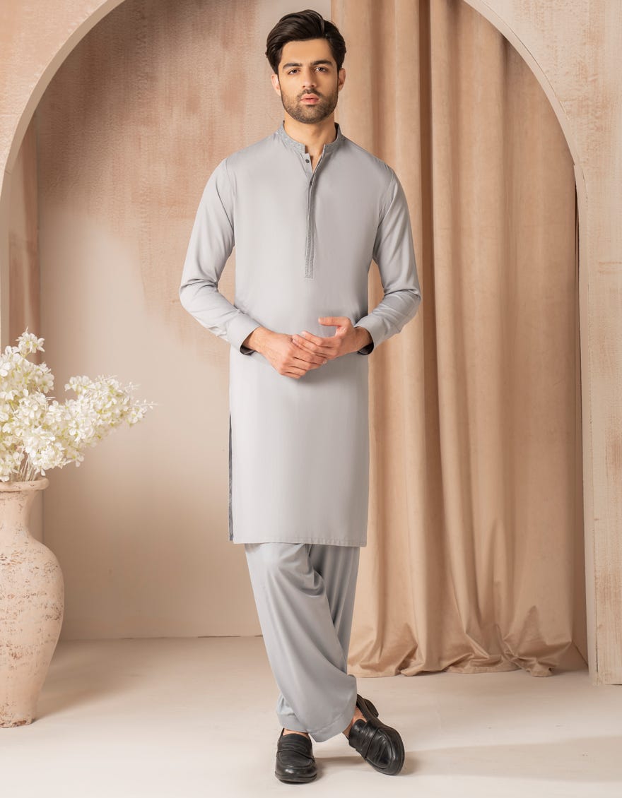 GREY BLENDED SEMI-FORMAL KAMEEZ SHALWAR