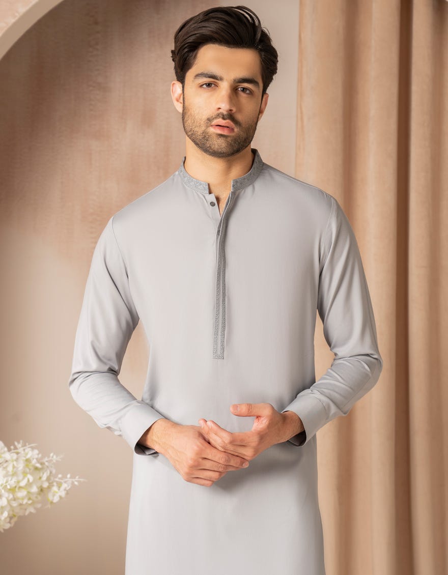 GREY BLENDED SEMI-FORMAL KAMEEZ SHALWAR