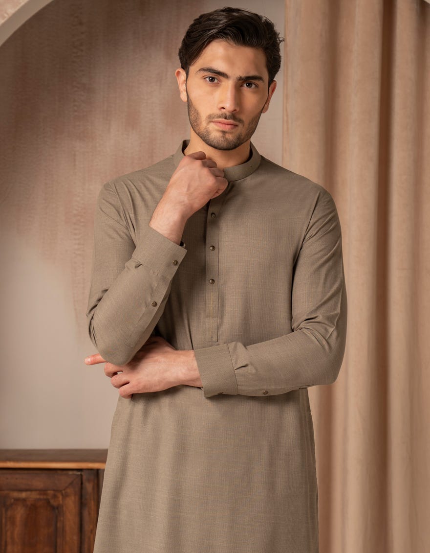 BEIGE BLENDED CASUAL KAMEEZ SHALWAR