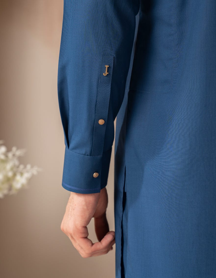 BLUE BLENDED CASUAL KURTA TROUSER