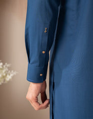 BLUE BLENDED CASUAL KURTA TROUSER