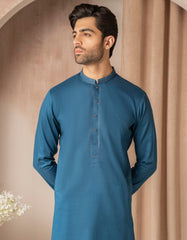 BLUE COTTON SEMI-FORMAL KAMEEZ SHALWAR