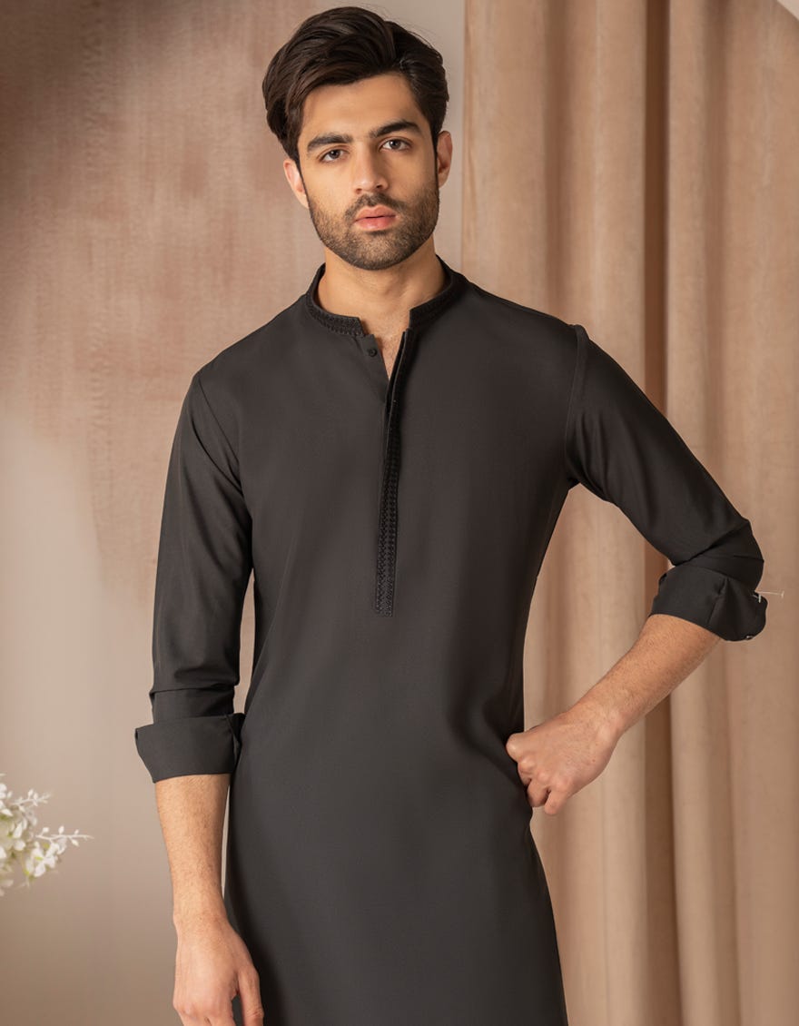 BLACK BLENDED SEMI-FORMAL KAMEEZ SHALWAR