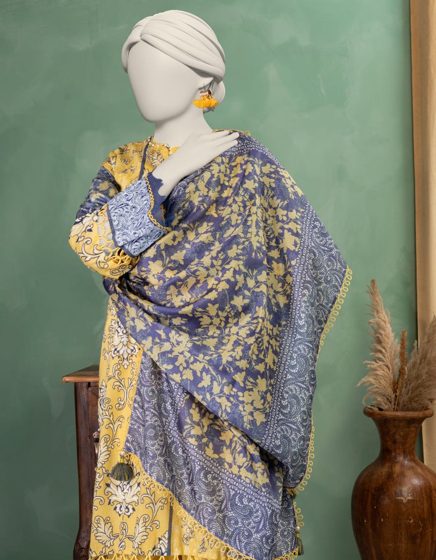 MULTICOLOR LAWN PASTE PRINTED UNSTITCHED 3PC