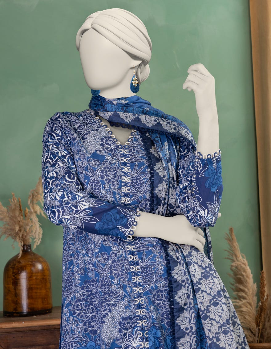 MULTICOLOR LAWN PASTE PRINTED UNSTITCHED 3PC