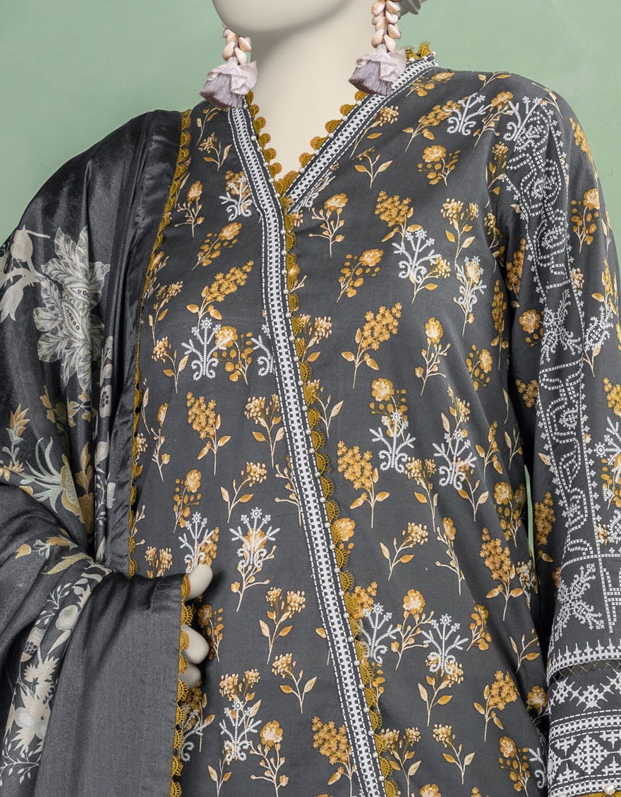 MULTICOLOR LAWN PASTE PRINTED UNSTITCHED 3PC