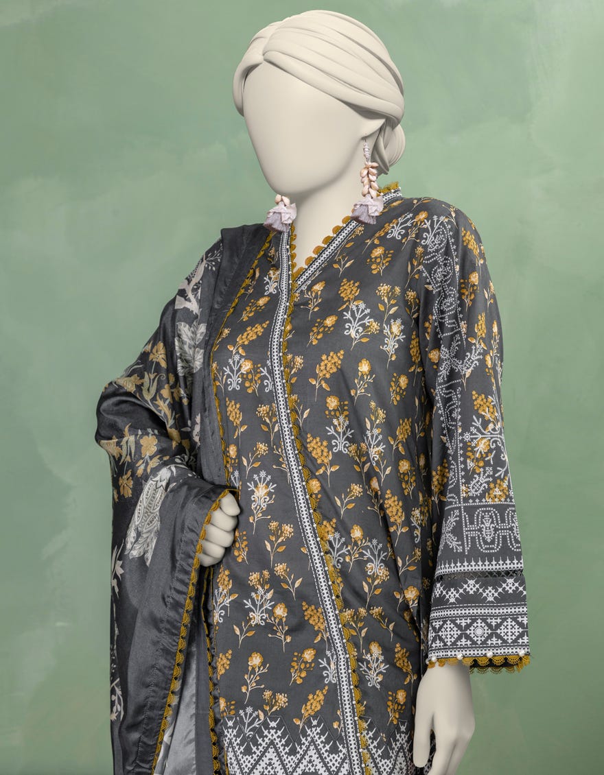 MULTICOLOR LAWN PASTE PRINTED UNSTITCHED 3PC