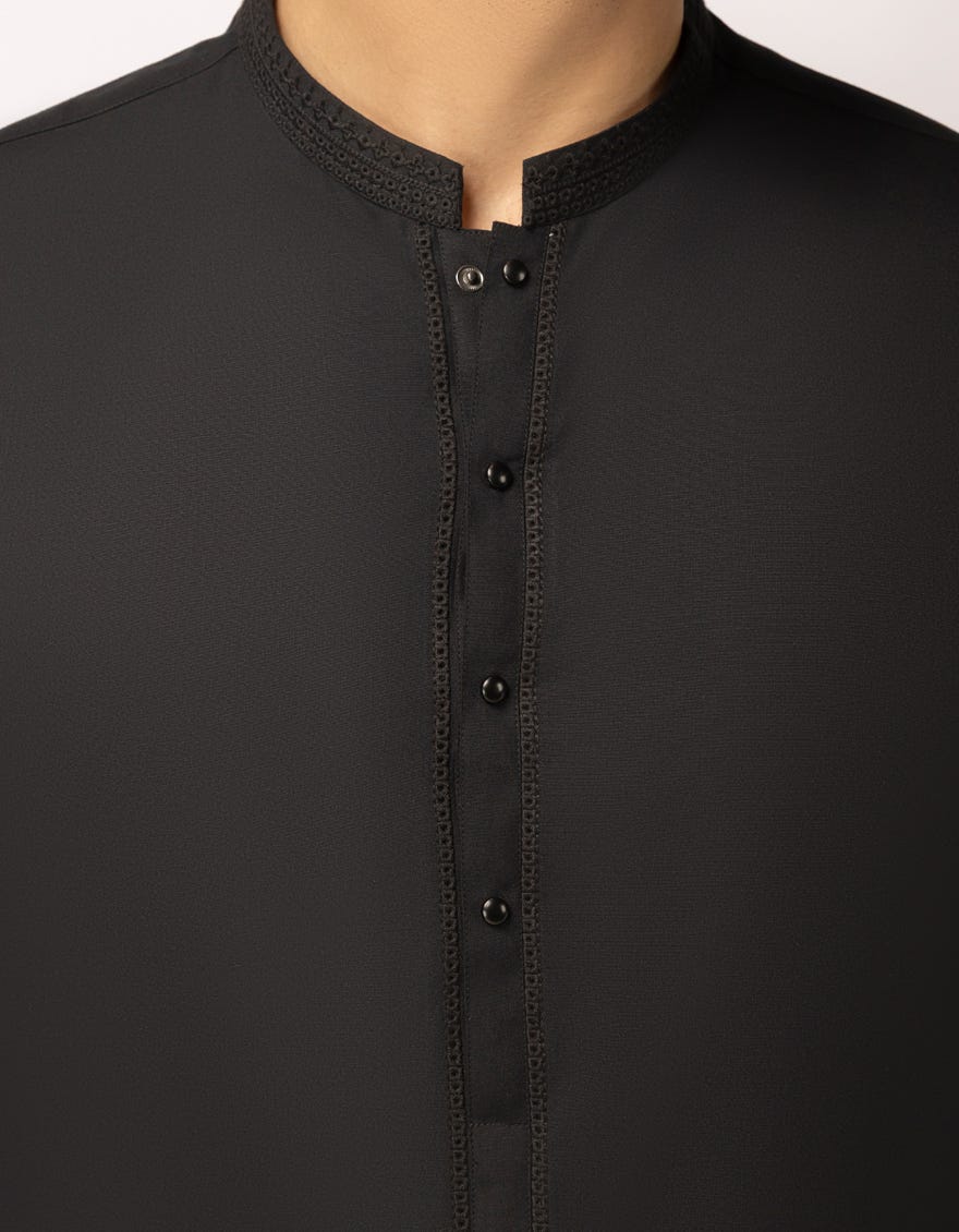 BLACK SEMI-FORMAL KURTA TROUSERS
