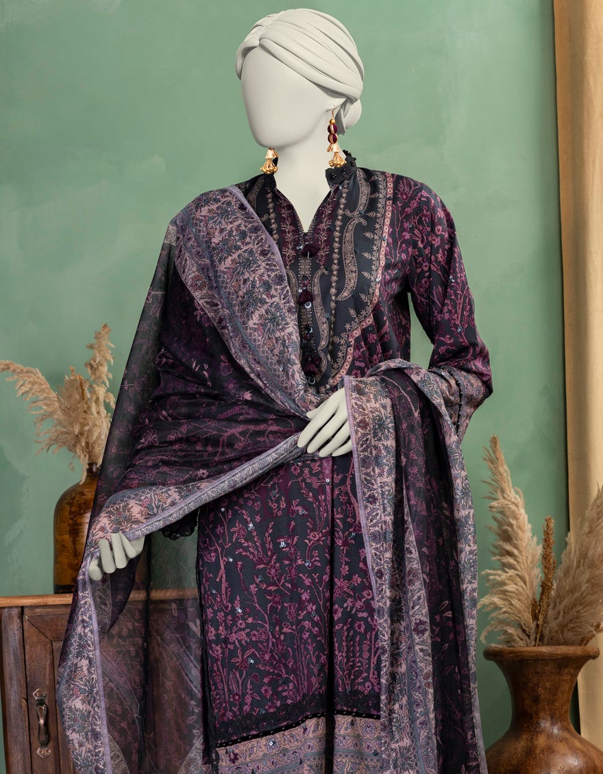 BLUE LAWN EMBROIDERED UNSTITCHED 3PC