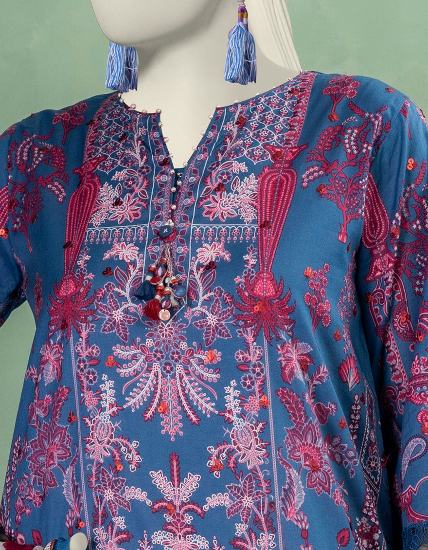 BLUE LAWN EMBROIDERED UNSTITCHED 3PC