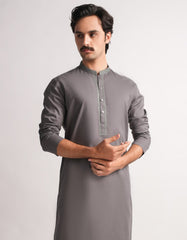 GREY COTTON SEMI-FORMAL KURTA