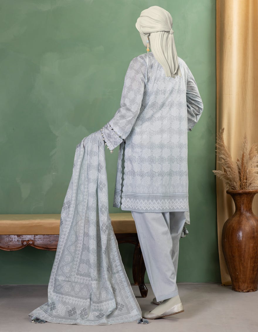 GREY LAWN PASTE PRINTED UNSTITCHED 3PC