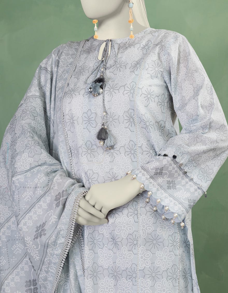GREY LAWN PASTE PRINTED UNSTITCHED 3PC