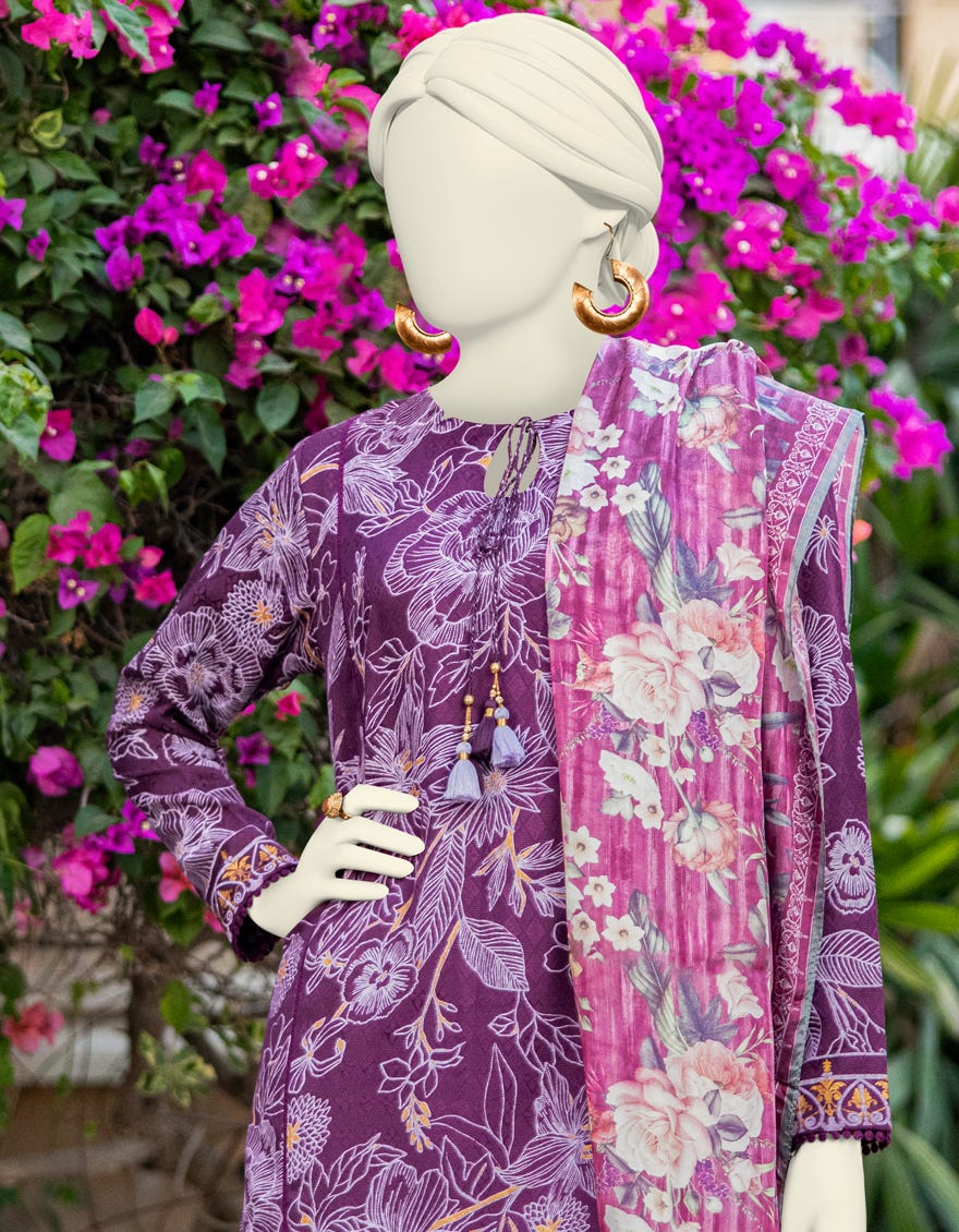 MULTICOLOR LAWN PASTE PRINTED UNSTITCHED 3PC