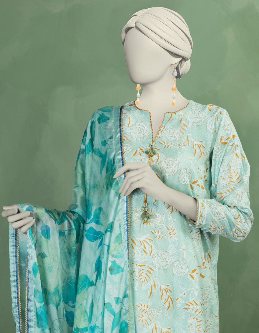 GREEN LAWN PASTE PRINTED UNSTITCHED 3PC
