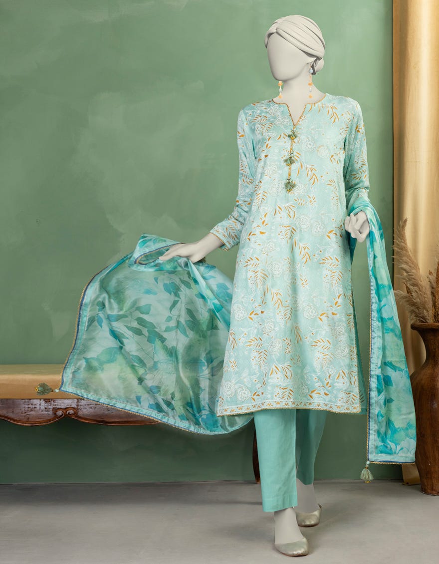 GREEN LAWN PASTE PRINTED UNSTITCHED 3PC