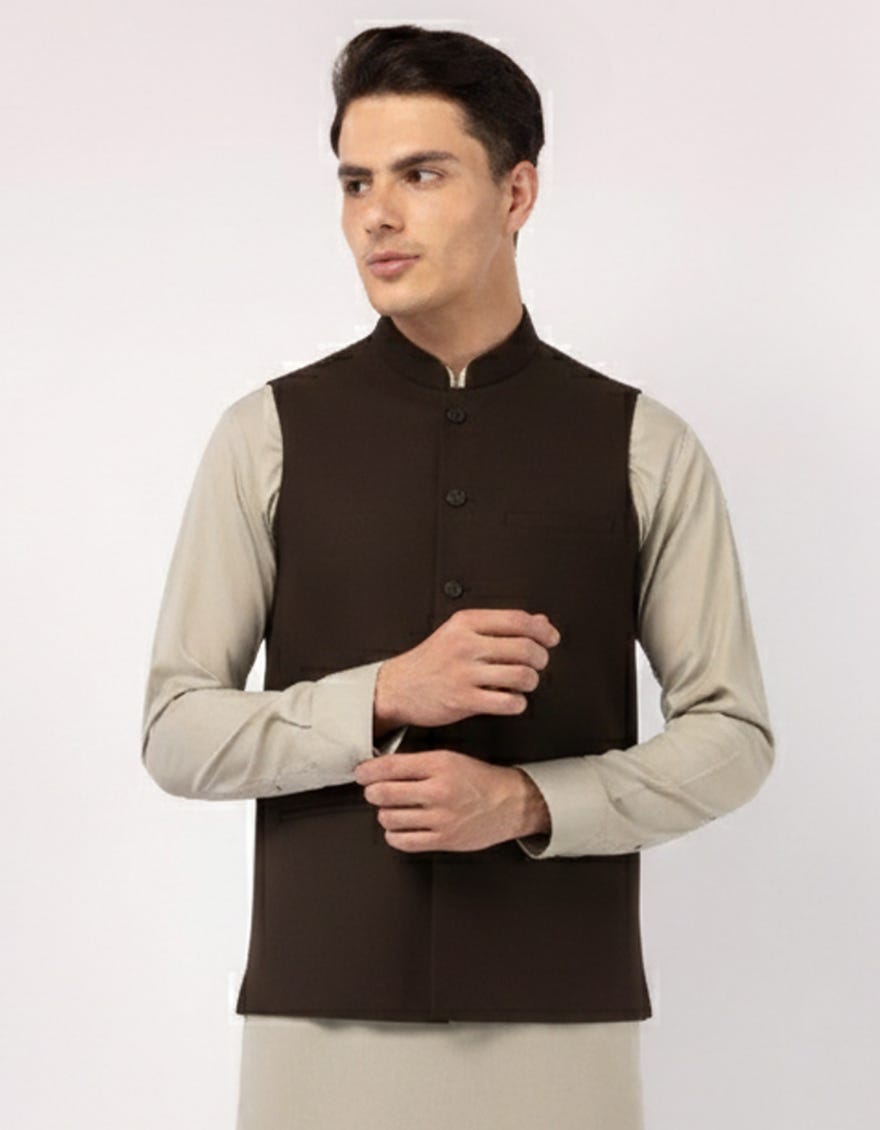 BROWN PLAIN WAISTCOAT