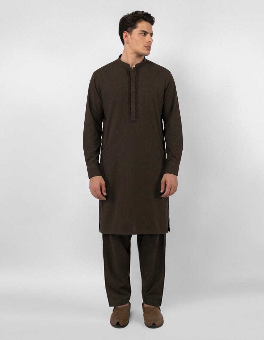 coffee-brown-cotton-semi-formal-kameez-shalwar-jjksa33904