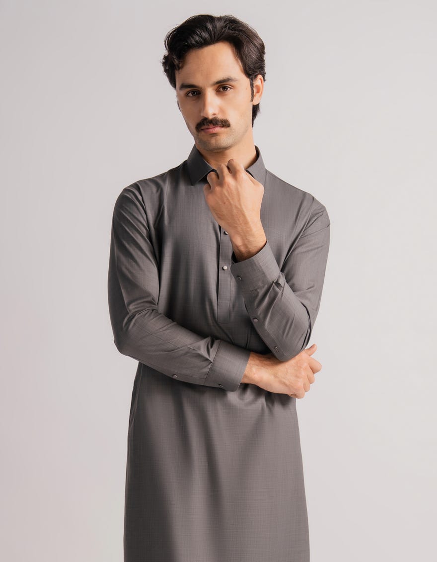 GREY PLAIN KAMEEZ SHALWAR