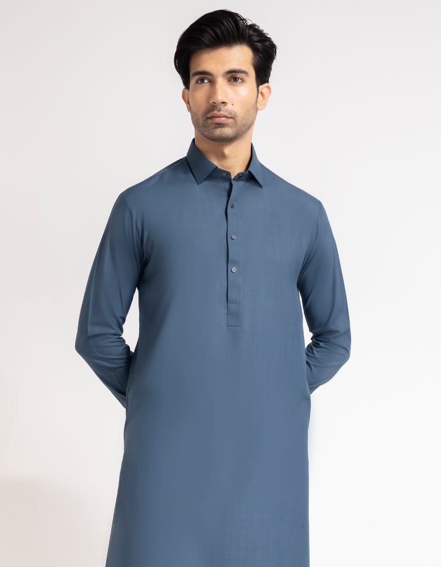 BLUE PLAIN KAMEEZ SHALWAR