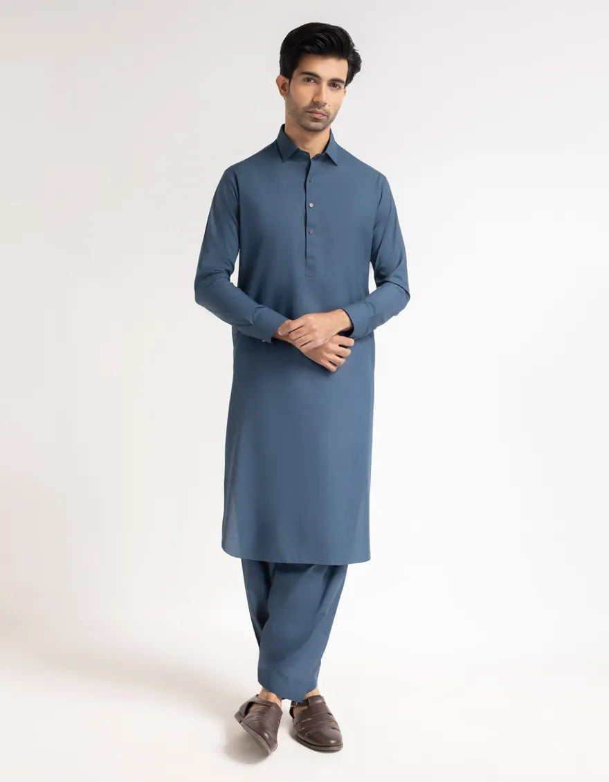 BLUE PLAIN KAMEEZ SHALWAR