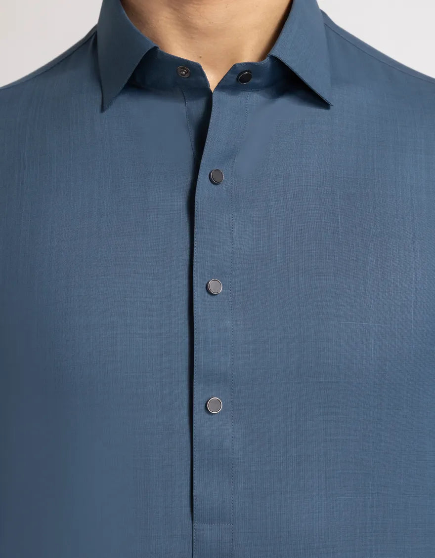 BLUE PLAIN KAMEEZ SHALWAR