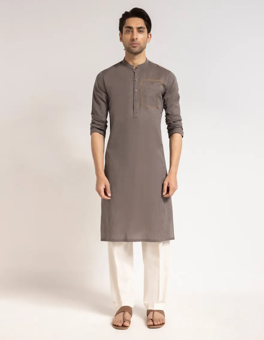 BROWN COTTON CASUAL KURTA