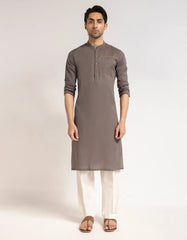 BROWN COTTON CASUAL KURTA