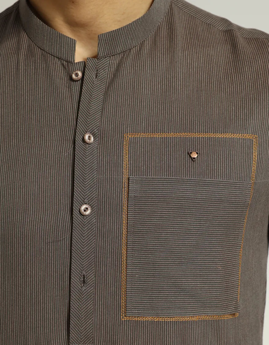 BROWN COTTON CASUAL KURTA