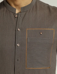 BROWN COTTON CASUAL KURTA