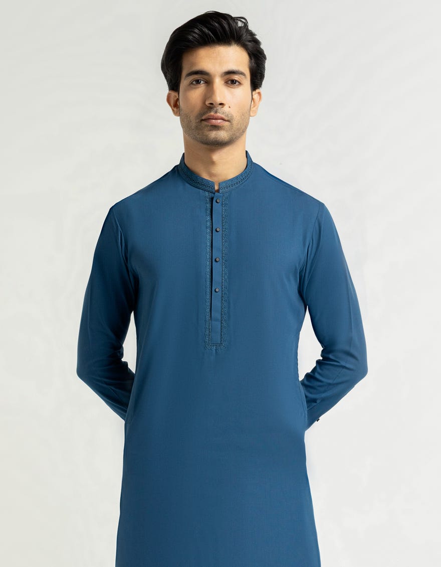 ELECTRIC BLUE SEMI-FORMAL KURTA TROUSERS