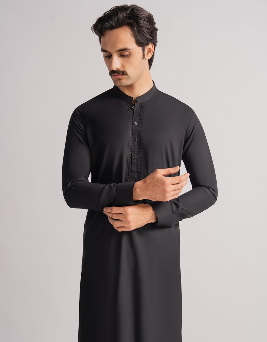 BLACK SEMI-FORMAL KAMEEZ SHALWAR