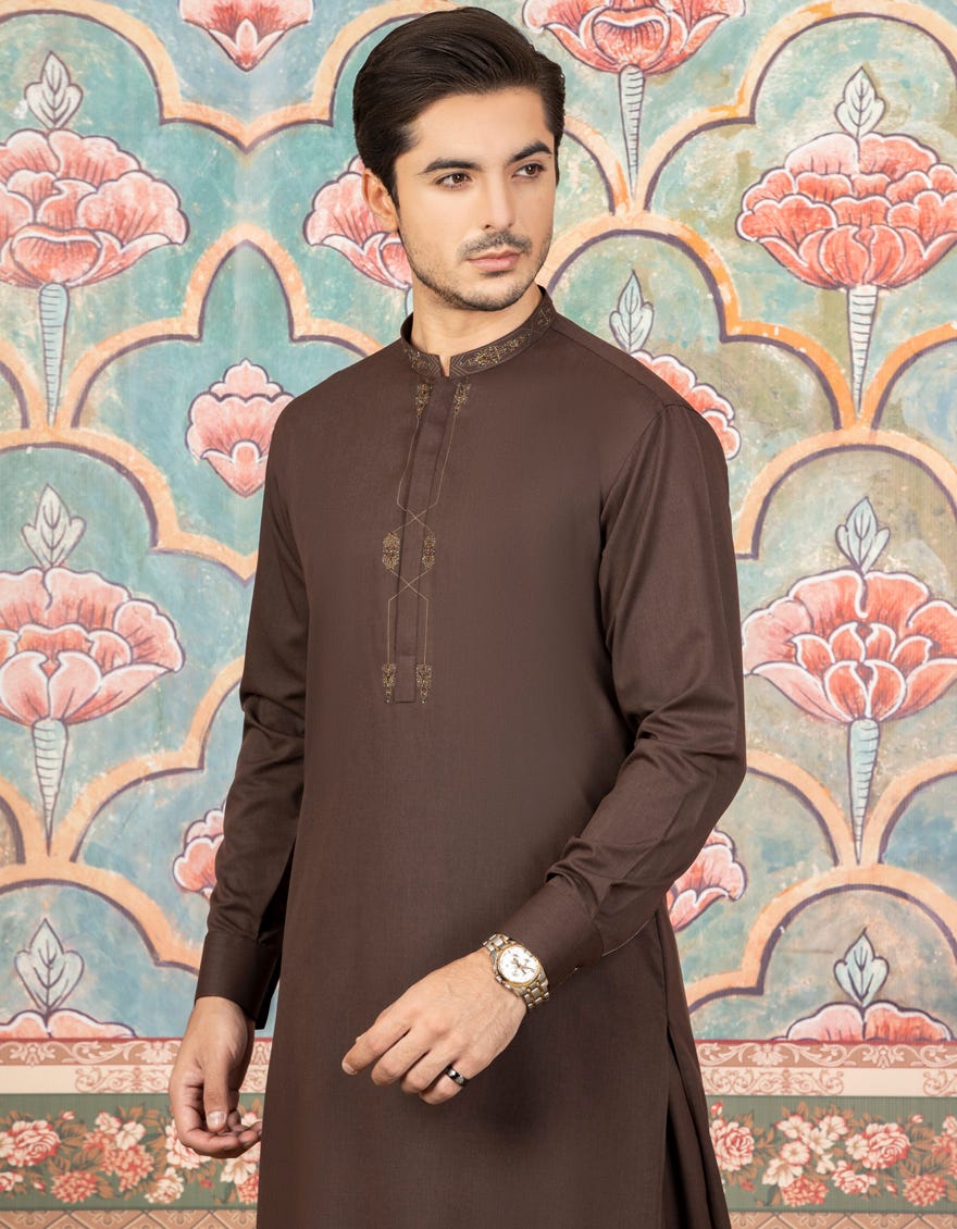 COFFEE BROWN BLENDED KAMEEZ SHALWAR | JJKS-A-34108