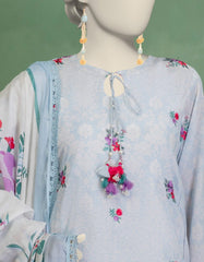 BLUE DOBBY EMBROIDERED UNSTITCHED 3PC