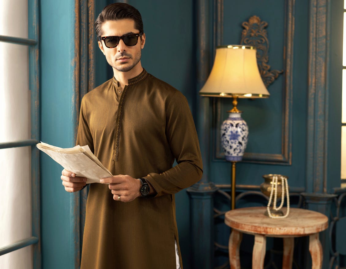 ANTIQUE GOLD BLENDED KURTA | JJK-A-34131