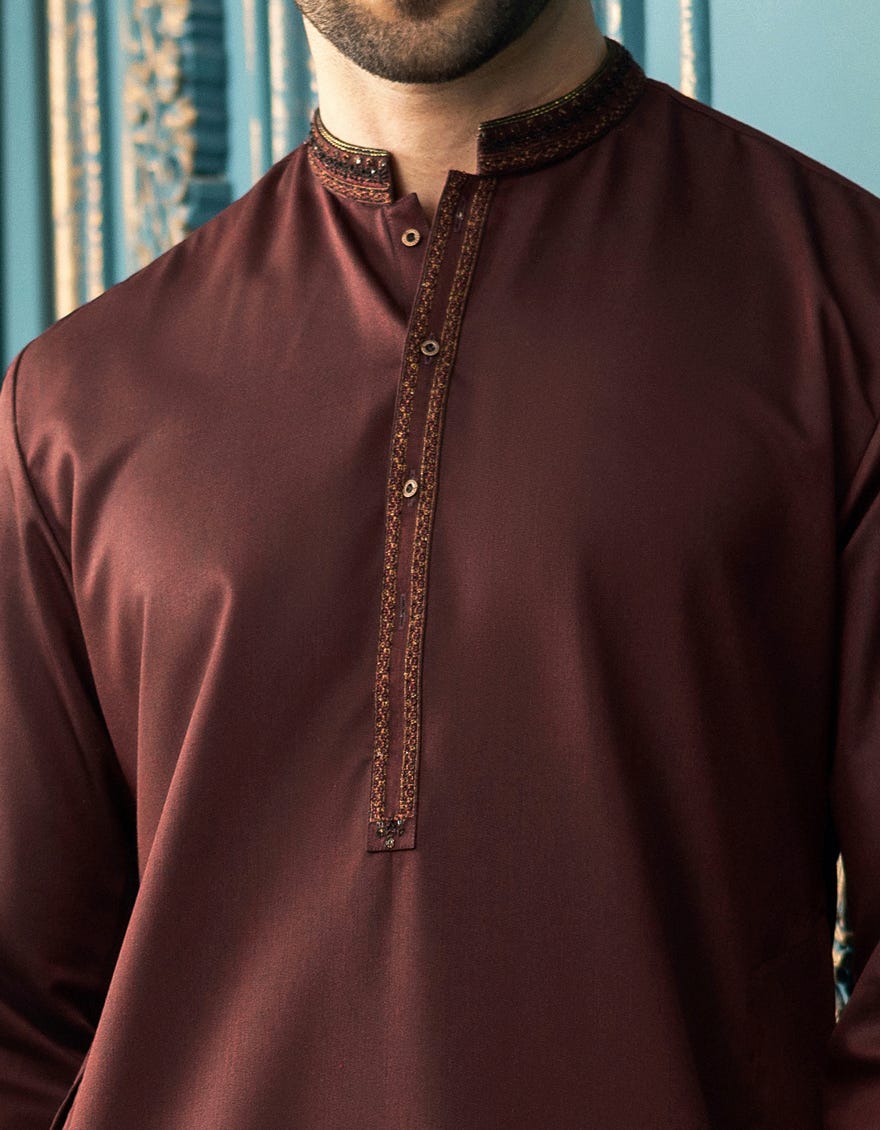 MAROON BLENDED KURTA | JJK-A-34136