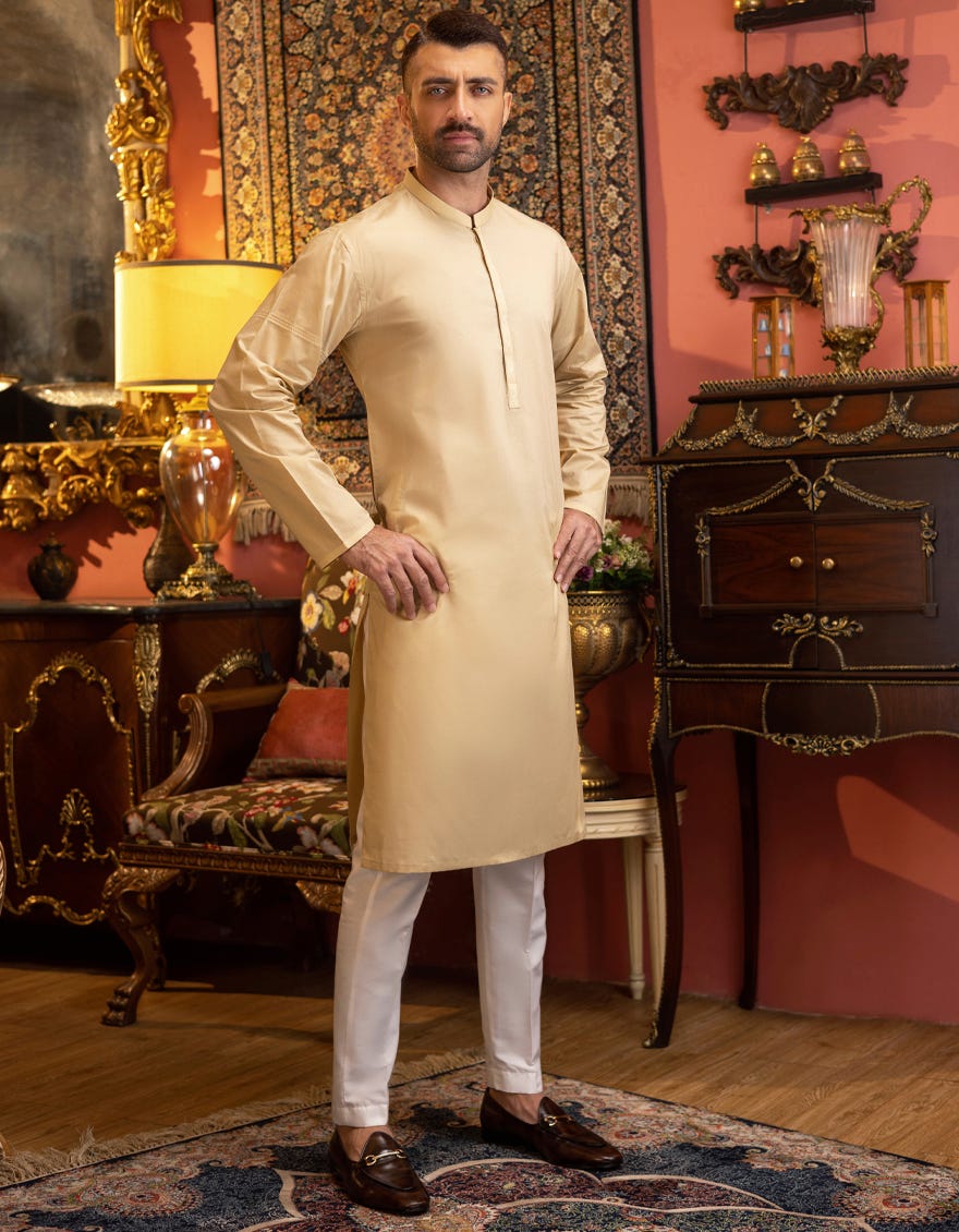 BEIGE COTTON KURTA | JJK-S-34140